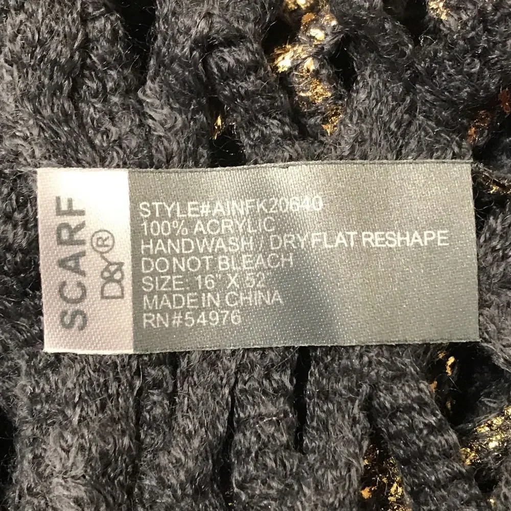 D&Y Gray & Gold Fringed Infinity Scarf